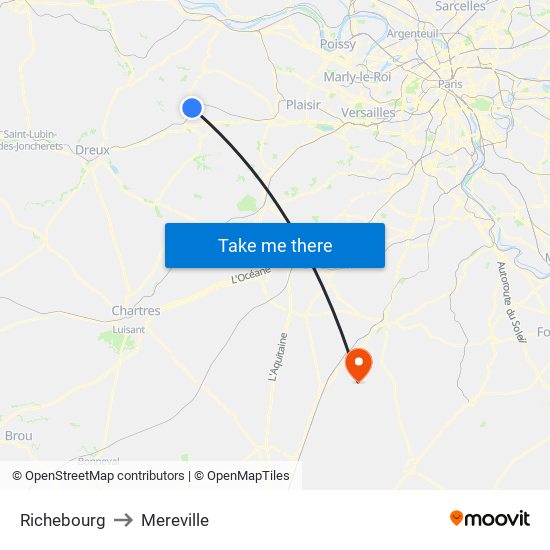 Richebourg to Mereville map