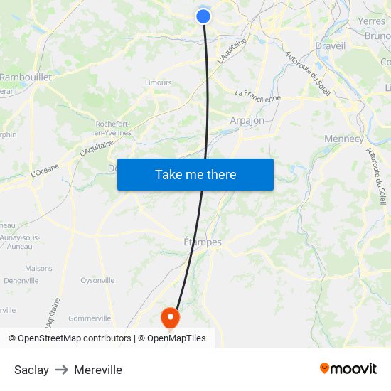 Saclay to Mereville map