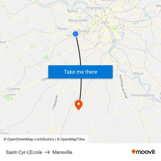 Saint-Cyr-L'Ecole to Mereville map