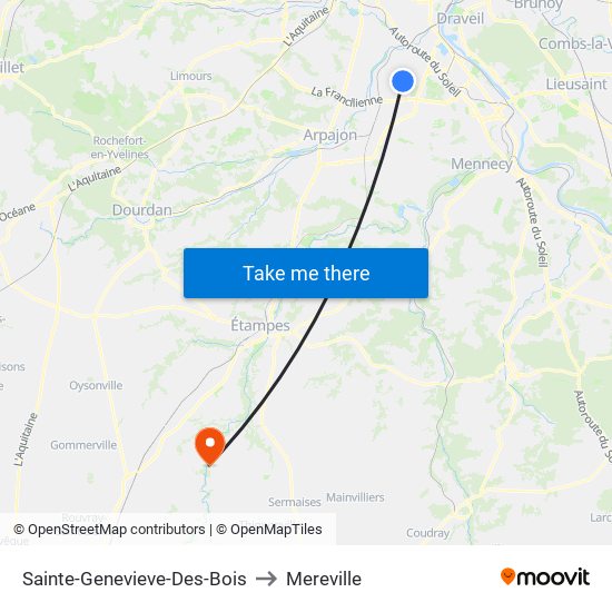 Sainte-Genevieve-Des-Bois to Mereville map