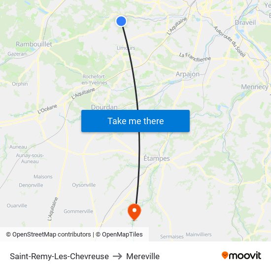 Saint-Remy-Les-Chevreuse to Mereville map