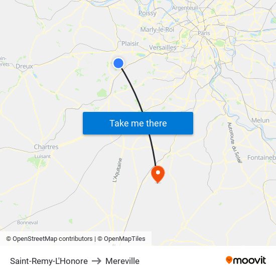 Saint-Remy-L'Honore to Mereville map
