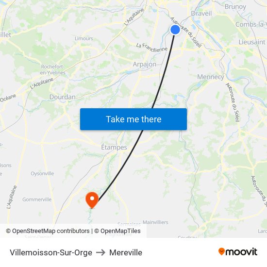 Villemoisson-Sur-Orge to Mereville map