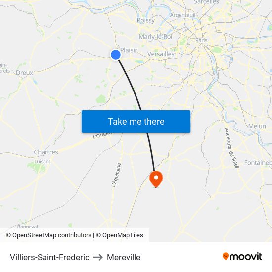 Villiers-Saint-Frederic to Mereville map