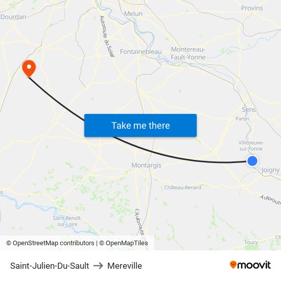 Saint-Julien-Du-Sault to Mereville map