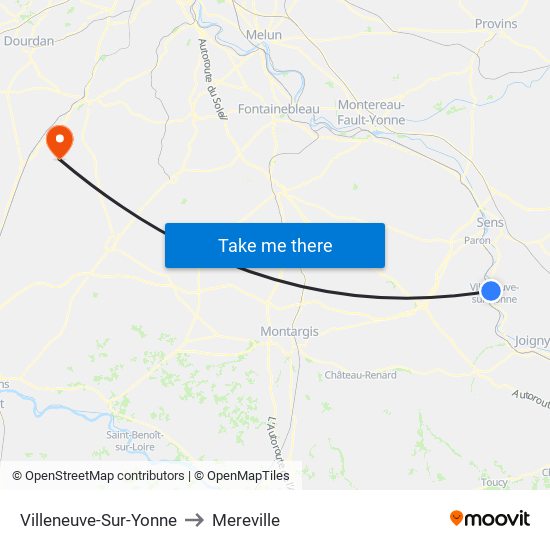 Villeneuve-Sur-Yonne to Mereville map