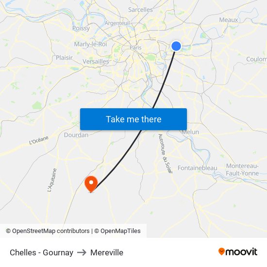 Chelles - Gournay to Mereville map