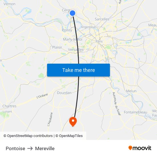Pontoise to Mereville map