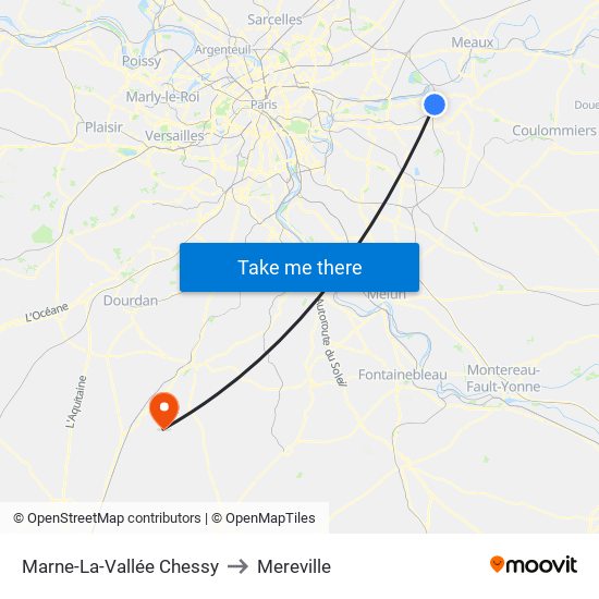 Marne-La-Vallée Chessy to Mereville map