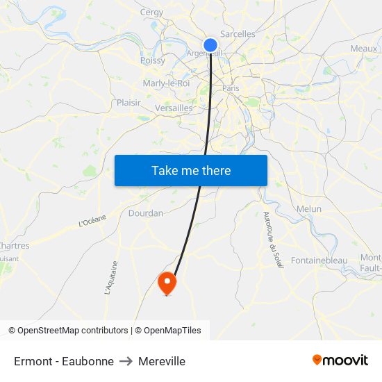 Ermont - Eaubonne to Mereville map