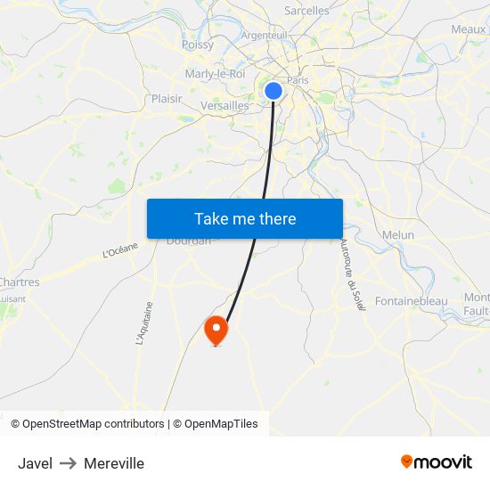 Javel to Mereville map