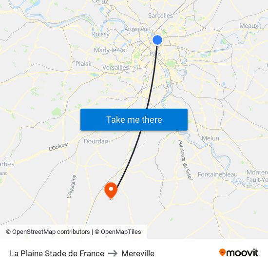 La Plaine Stade de France to Mereville map