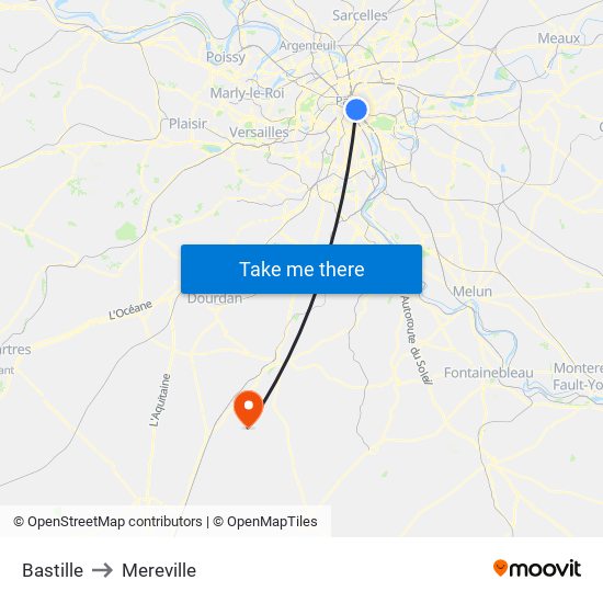 Bastille to Mereville map