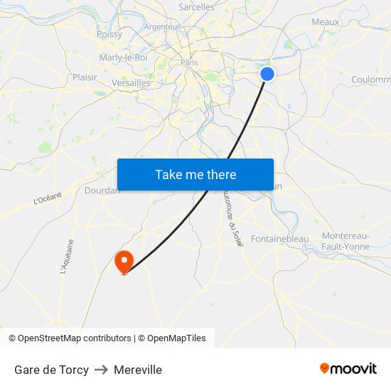 Gare de Torcy to Mereville map