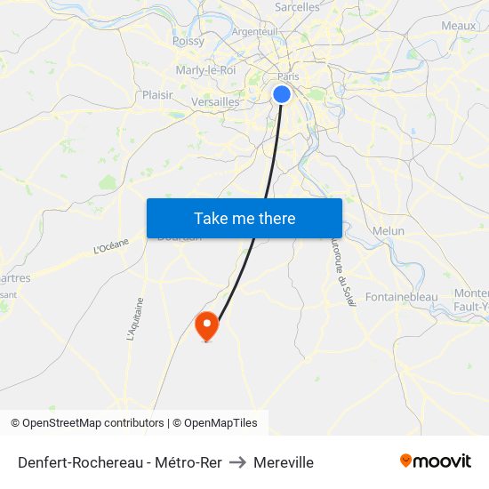 Denfert-Rochereau - Métro-Rer to Mereville map