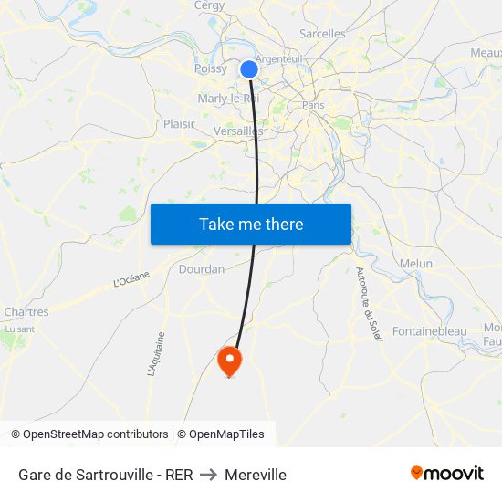 Gare de Sartrouville - RER to Mereville map