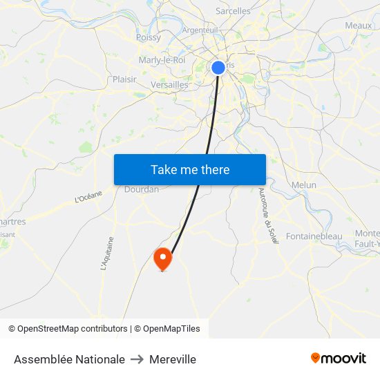 Assemblée Nationale to Mereville map