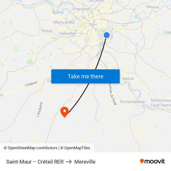 Saint-Maur – Créteil RER to Mereville map