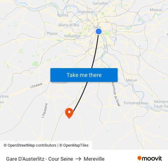 Gare D'Austerlitz - Cour Seine to Mereville map