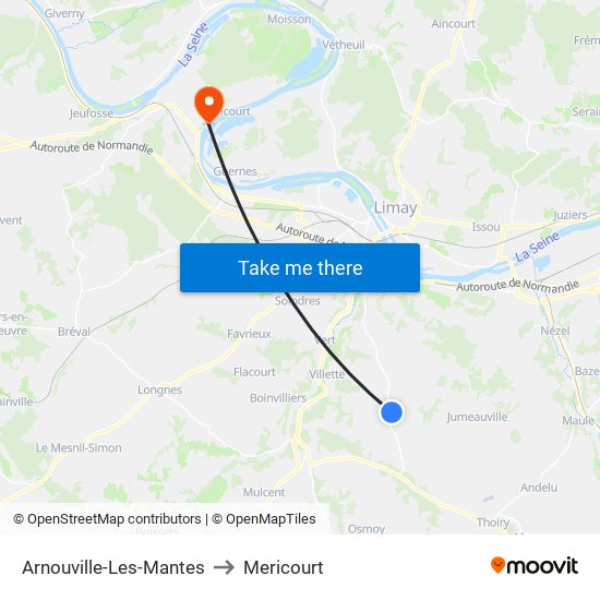 Arnouville-Les-Mantes to Mericourt map