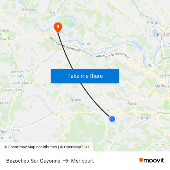Bazoches-Sur-Guyonne to Mericourt map