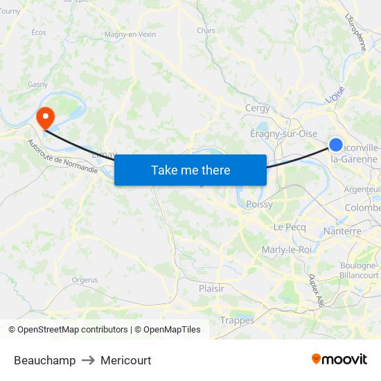 Beauchamp to Mericourt map