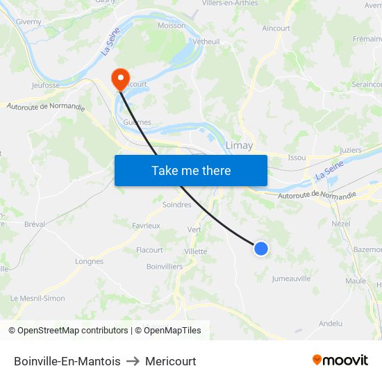 Boinville-En-Mantois to Mericourt map