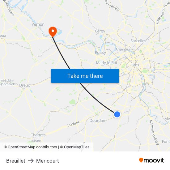 Breuillet to Mericourt map