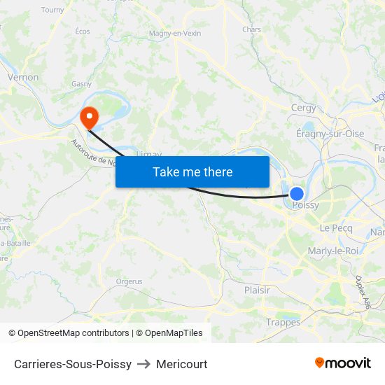 Carrieres-Sous-Poissy to Mericourt map