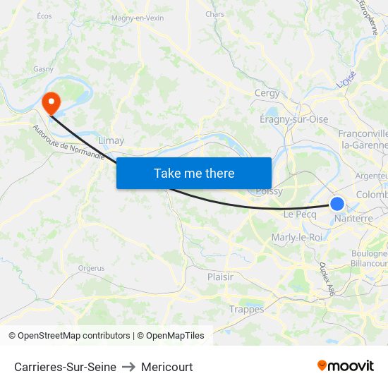 Carrieres-Sur-Seine to Mericourt map
