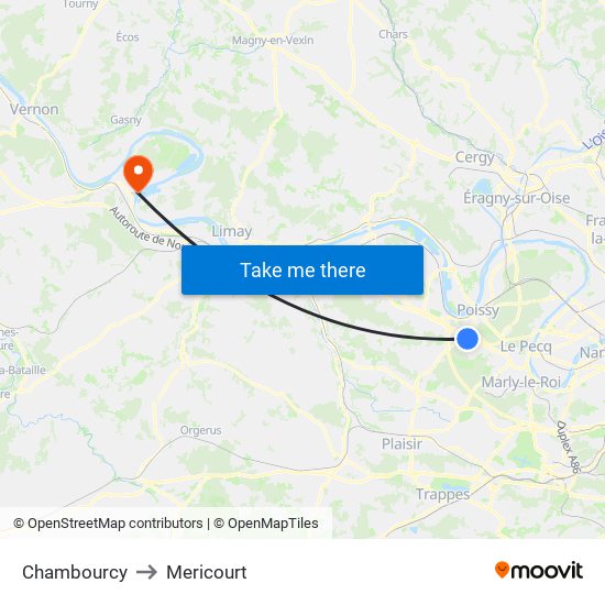 Chambourcy to Mericourt map