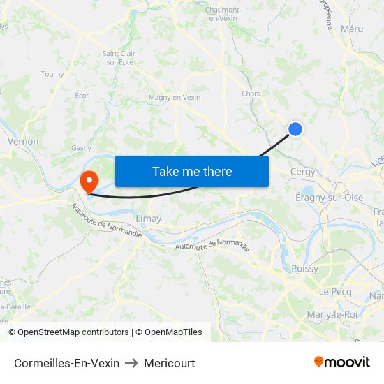 Cormeilles-En-Vexin to Mericourt map