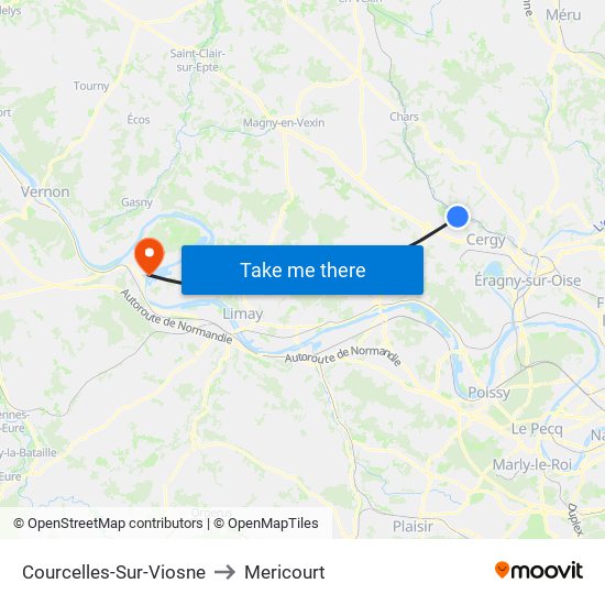 Courcelles-Sur-Viosne to Mericourt map