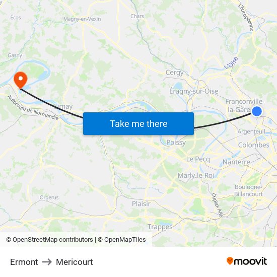 Ermont to Mericourt map