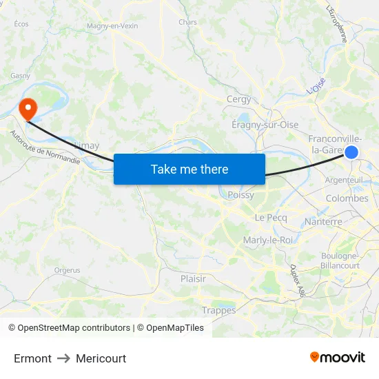 Ermont to Mericourt map