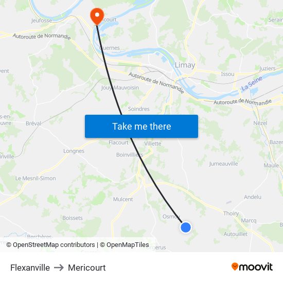 Flexanville to Mericourt map