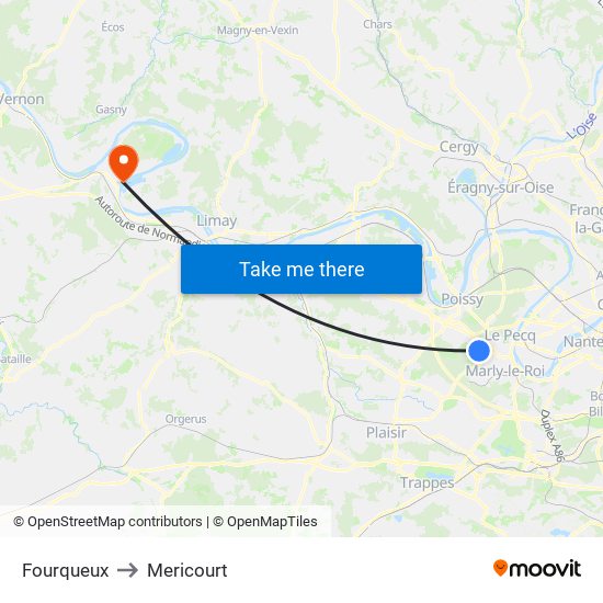 Fourqueux to Mericourt map