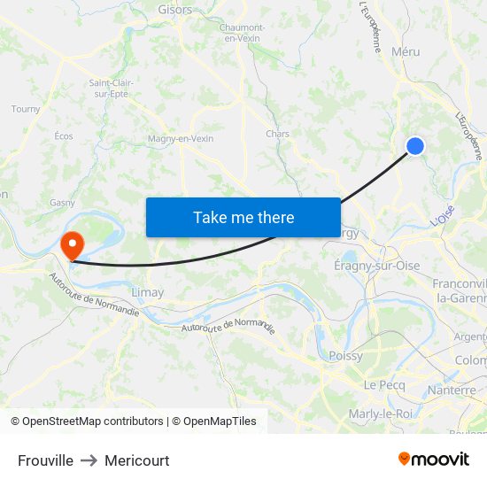 Frouville to Mericourt map