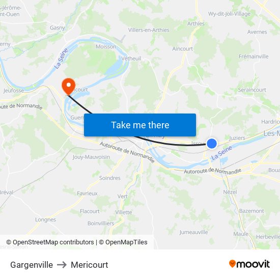 Gargenville to Mericourt map