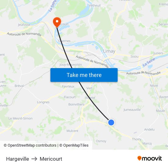 Hargeville to Mericourt map