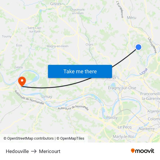Hedouville to Mericourt map