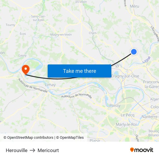 Herouville to Mericourt map