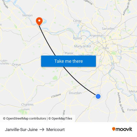 Janville-Sur-Juine to Mericourt map
