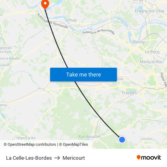La Celle-Les-Bordes to Mericourt map