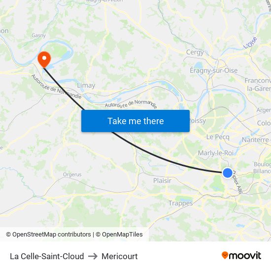 La Celle-Saint-Cloud to Mericourt map