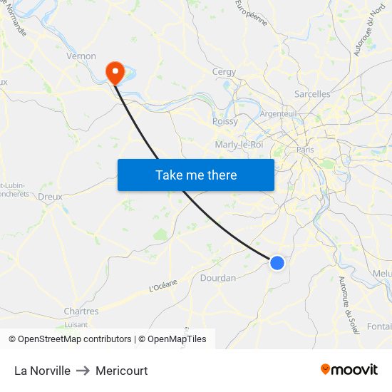 La Norville to Mericourt map