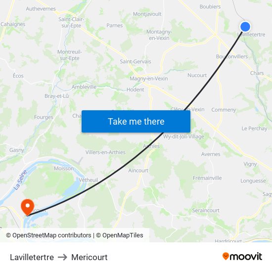 Lavilletertre to Mericourt map