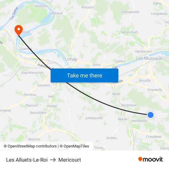 Les Alluets-Le-Roi to Mericourt map