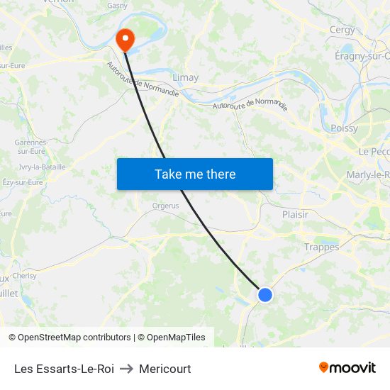 Les Essarts-Le-Roi to Mericourt map