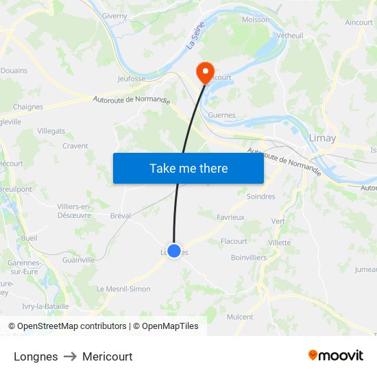 Longnes to Mericourt map